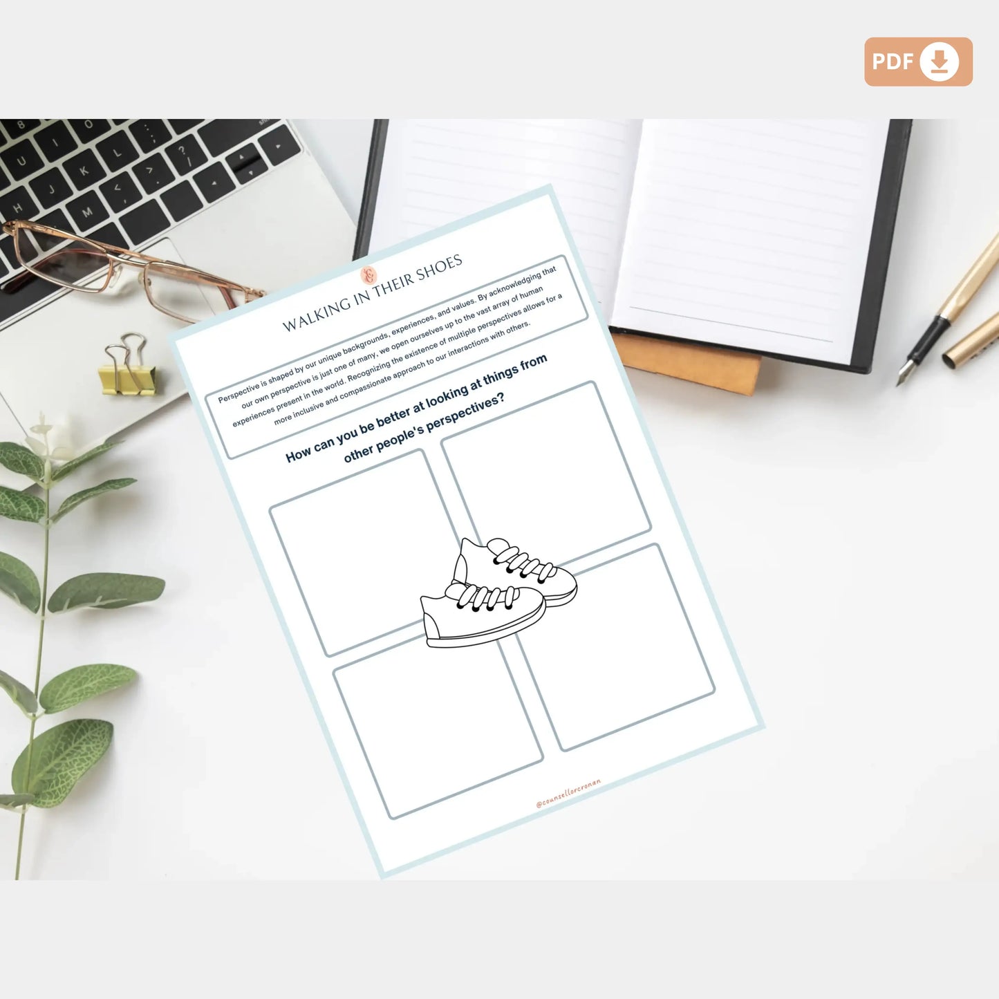 Walking in Their Shoes – Perspective Taking & Empathy Worksheets for Kids Group Therapy