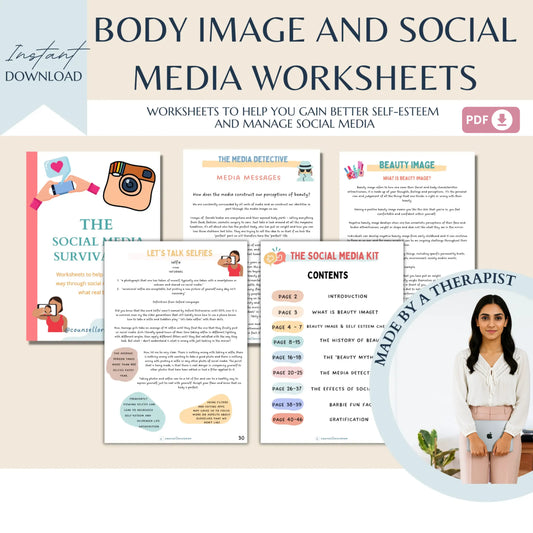 Self-Esteem Bundle – Printable Confidence & Self-Worth Worksheets + Social Media Awareness Tools