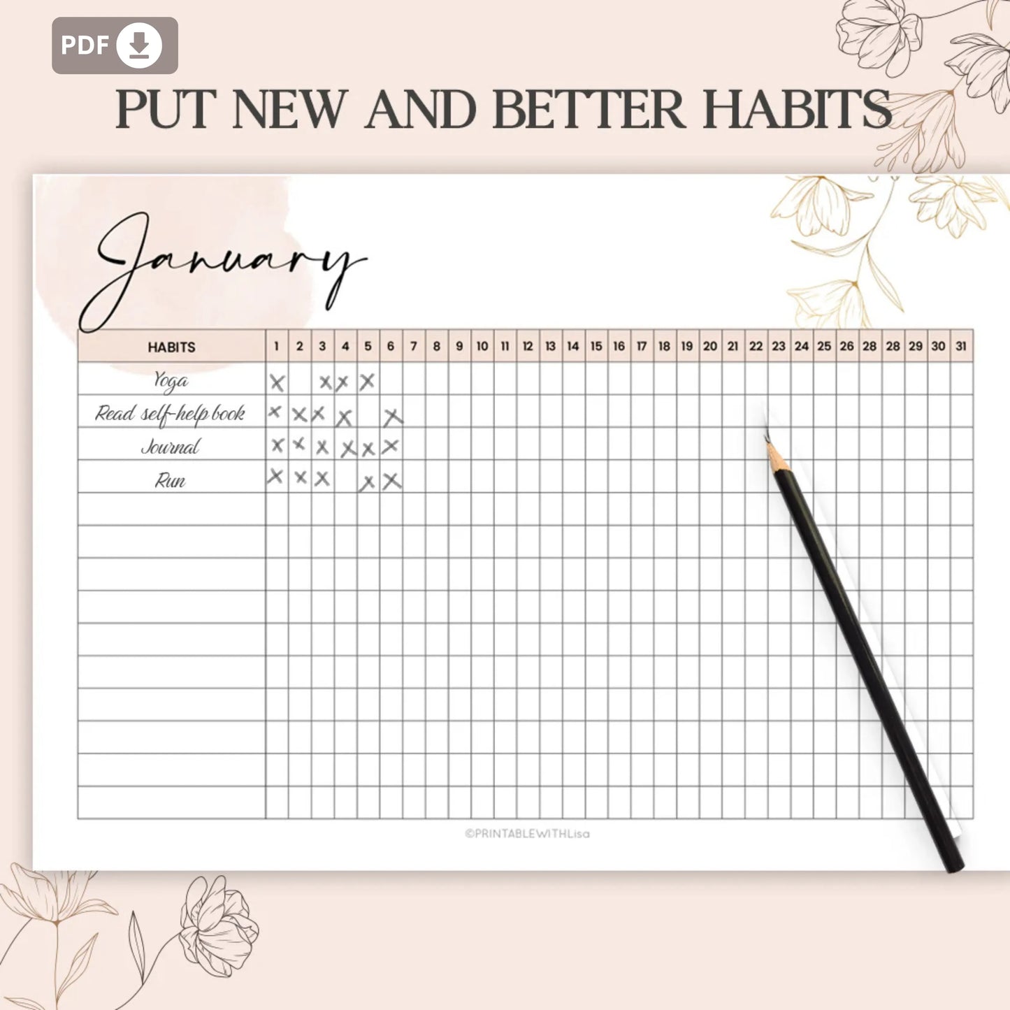 Daily Habit Tracker Printable – Build Habits with Style 🌸✨