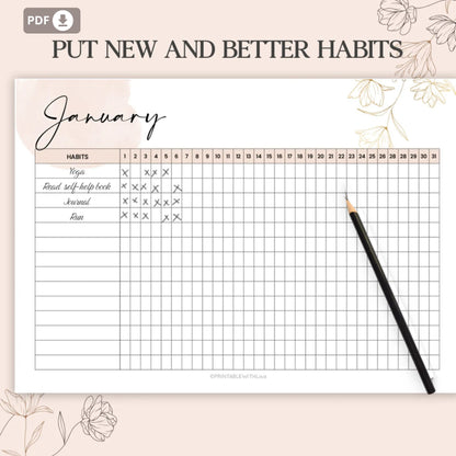 Daily Habit Tracker Printable – Build Habits with Style 🌸✨