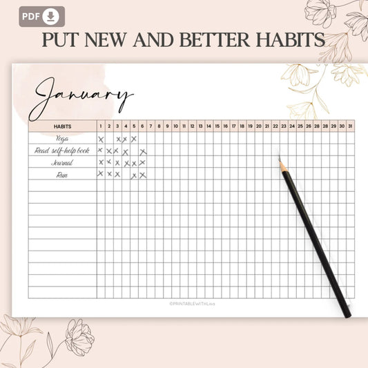 Daily Habit Tracker Printable – Build Habits with Style 🌸✨