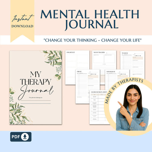 Mental Health & Anxiety Bundle – Journals, Planners, DBT Flash Cards, and Worksheets