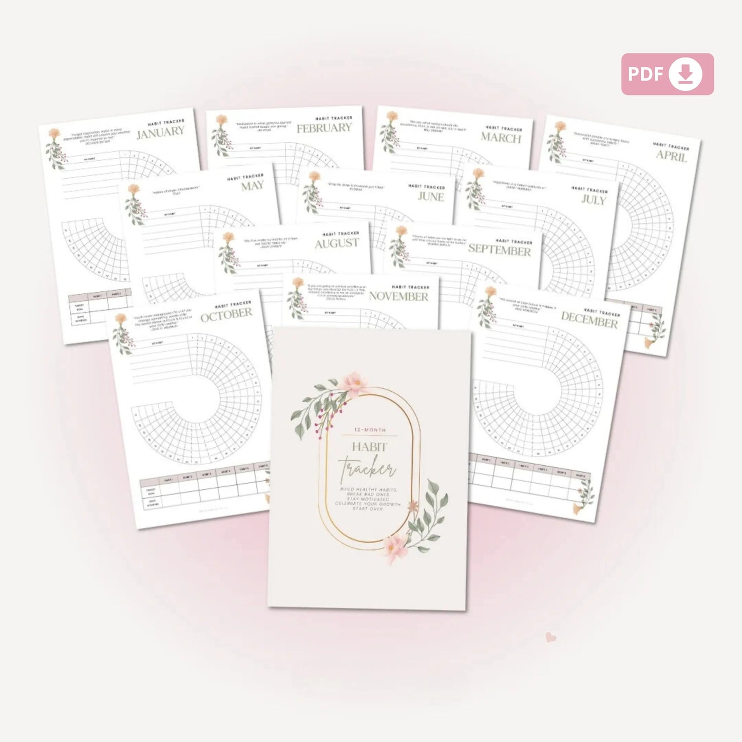 Circle Daily Habit Tracker – 12-Month Printable Tracker 🌈✨
