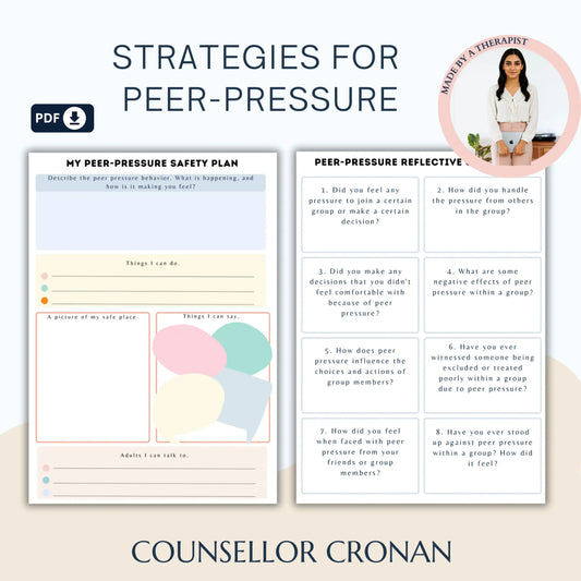 Peer Pressure Strategies Workbook – Printable Wheel, Infographic & Reflection Tools for Building Confidence & Handling Conflict