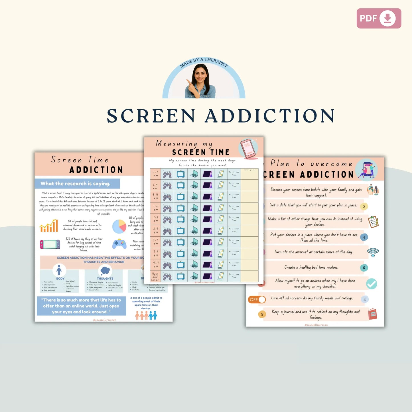 Teen Mental Health Bundle | Therapy Worksheets, Coping Skills & Self-Care Resources