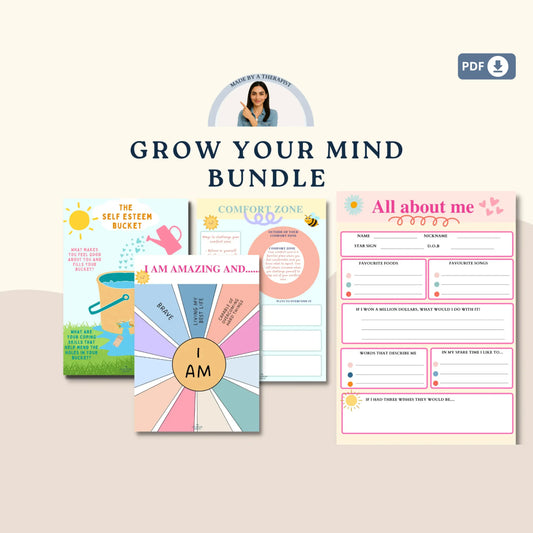 Depression Bundle – Printable Worksheets for Self-Awareness, Growth Mindset & Mental Health Support