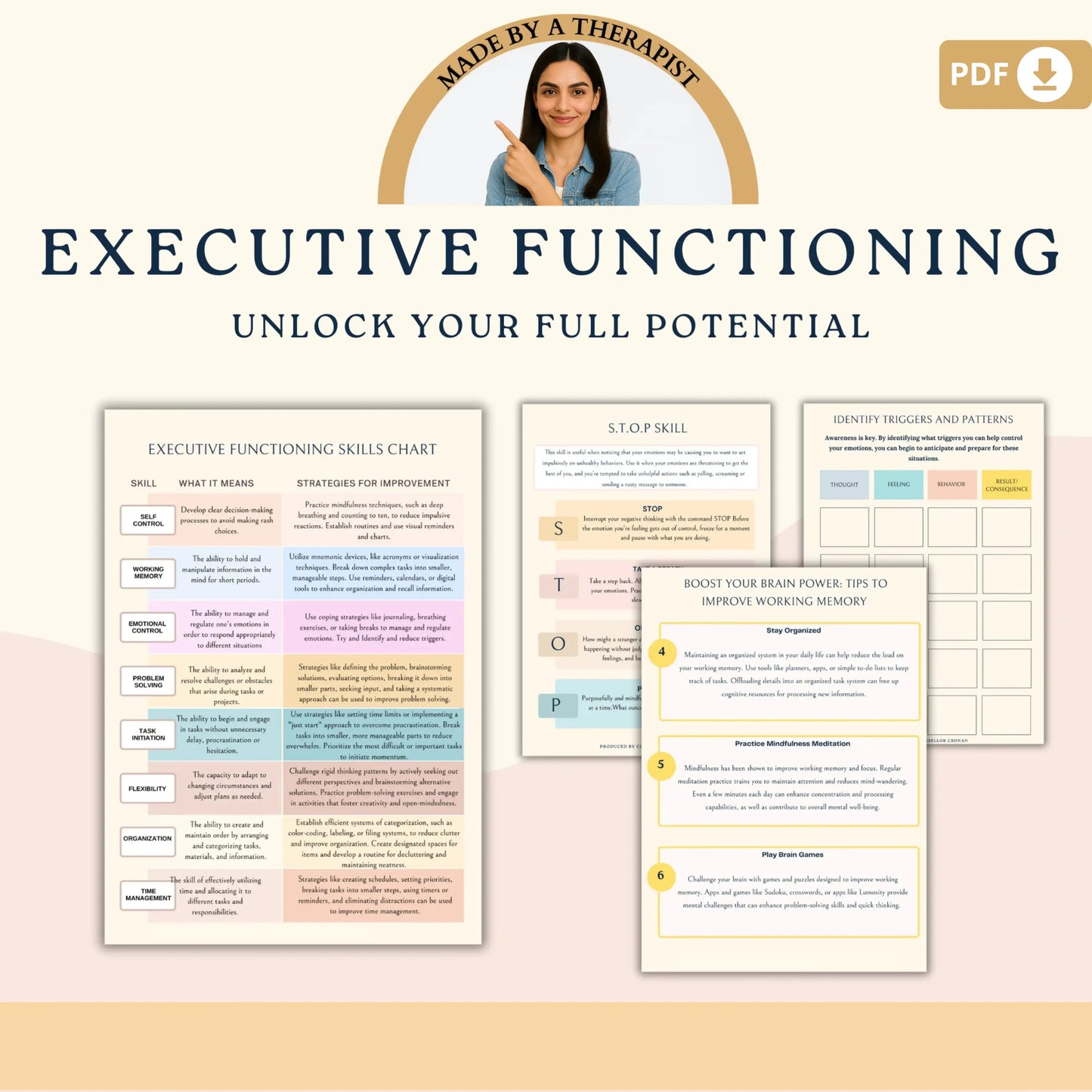 ADHD Executive Functioning Workbook – Printable ADHD Therapy Worksheets, Focus Tools & Mindfulness Activities