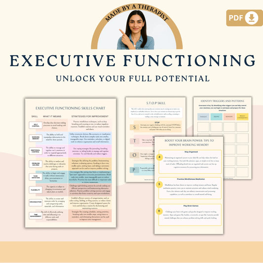 ADHD Executive Functioning Workbook – Printable ADHD Therapy Worksheets, Focus Tools & Mindfulness Activities