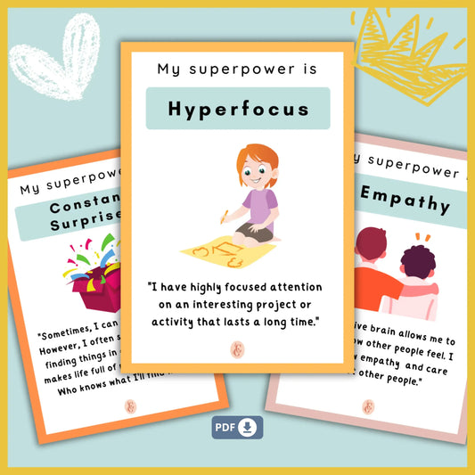 ADHD Resource Bundle for Kids & Teens – Printable Executive Functioning Worksheets, Strength Cards & Communication Tools