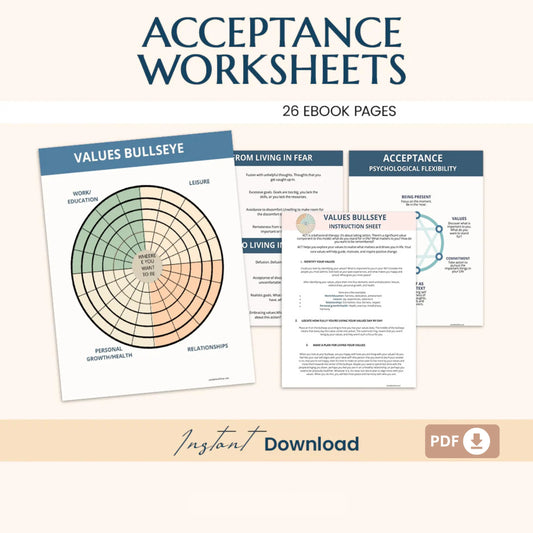Therapy Worksheet Bundle – Mental Wellness Tools for Anxiety, Boundaries, Self-Care, and Trauma Recovery