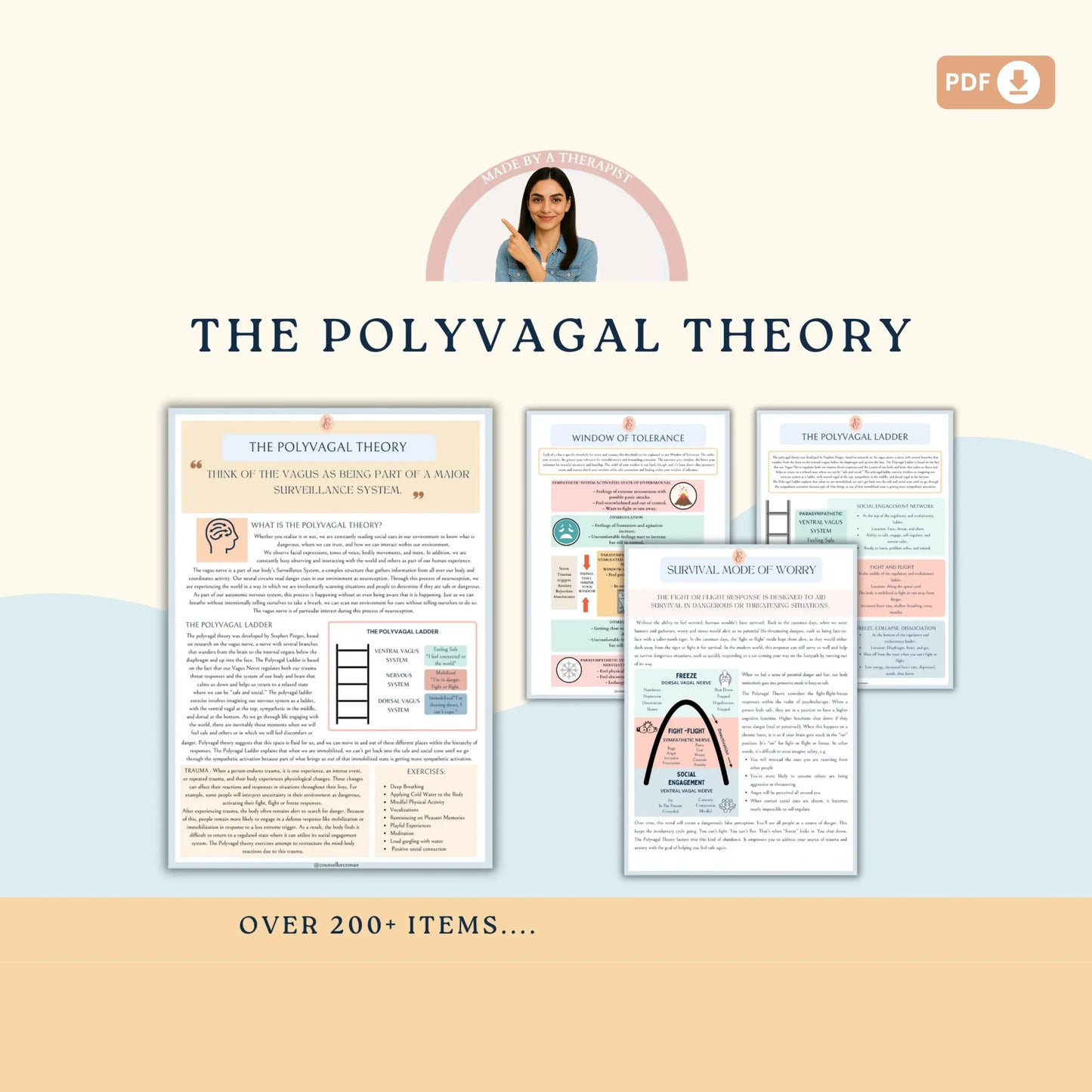 Somatic Therapy Bundle – Printable Trauma Recovery Tools, Polyvagal Theory Charts & Body-Based Healing Exercises