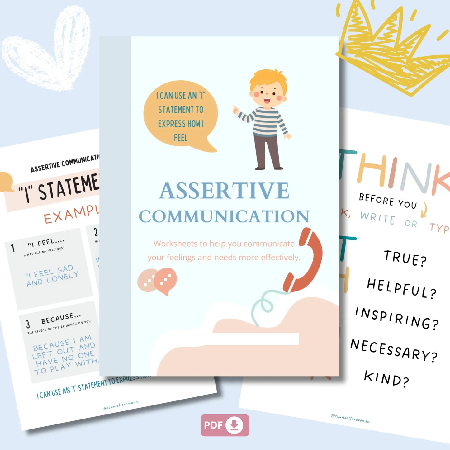 Kids Counseling Essentials Bundle – Printable Therapy Worksheets for Coping Skills, Emotional Expression & Self-Regulation
