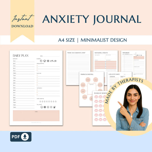 Mental Health & Anxiety Bundle – Journals, Planners, DBT Flash Cards, and Worksheets