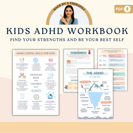 ADHD Executive Functioning Workbook – Printable ADHD Therapy Worksheets, Focus Tools & Mindfulness Activities