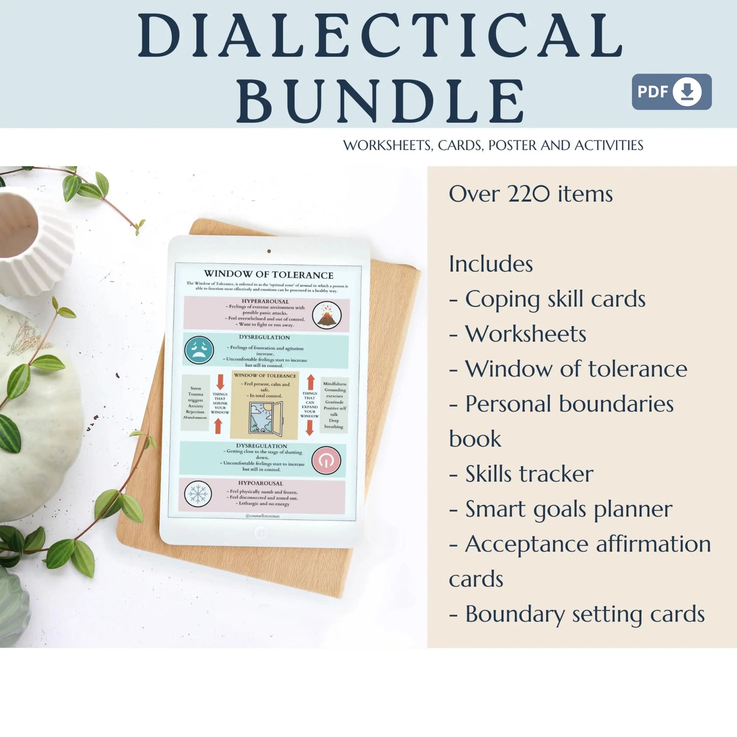 DBT Bundle – Printable Dialectical Behavioral Therapy Worksheets for Mindfulness, Emotional Regulation & Interpersonal Skills