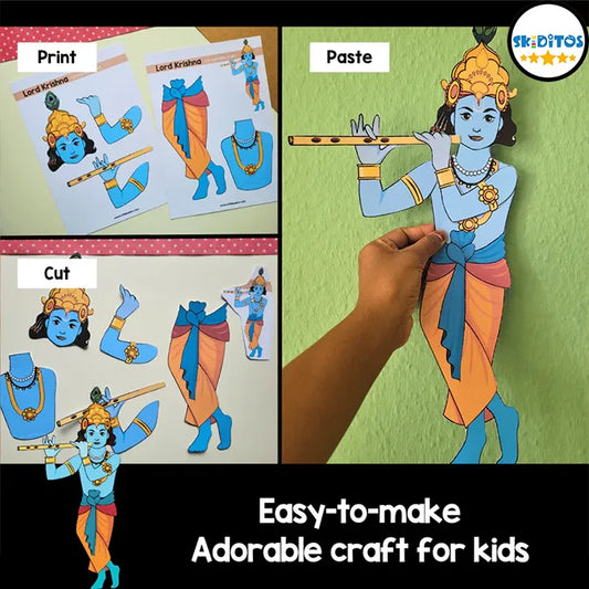 Lord Krishna Cut and Paste Craft – DIY Printable Activity for Kids