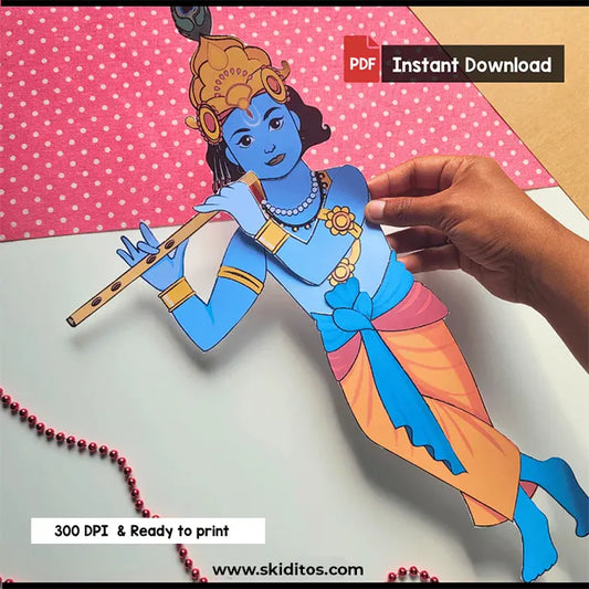 Lord Krishna Cut and Paste Craft – DIY Printable Activity for Kids