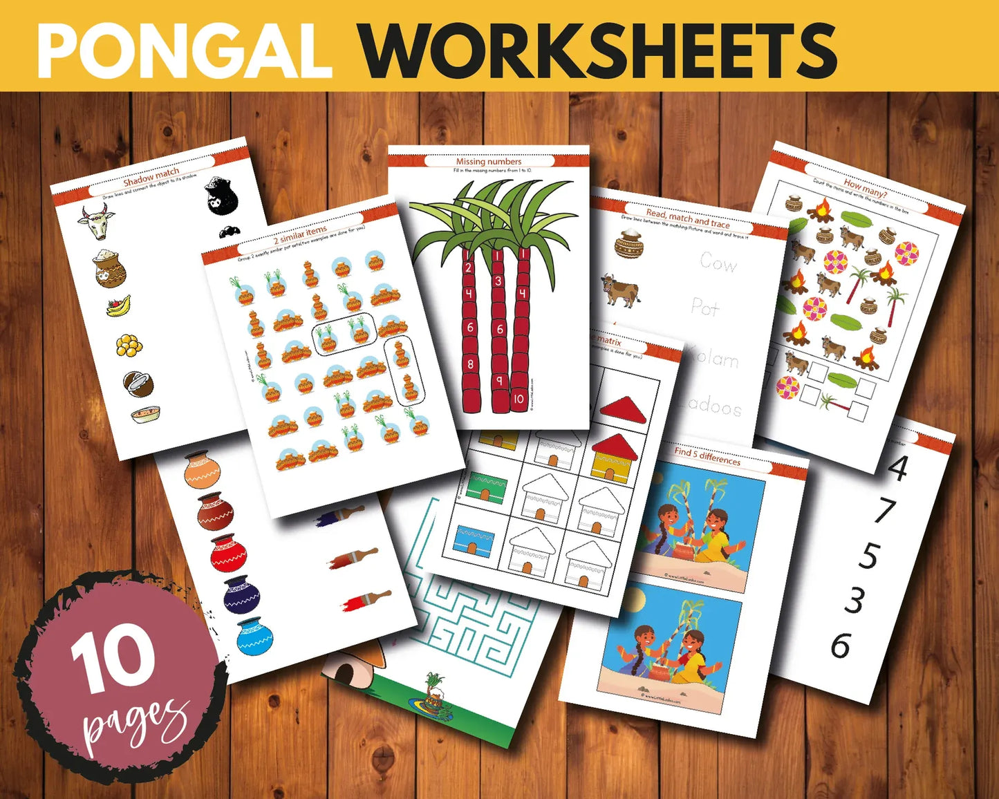 Pongal Pretend Play Set – Printable Festival Food Activity for Kids