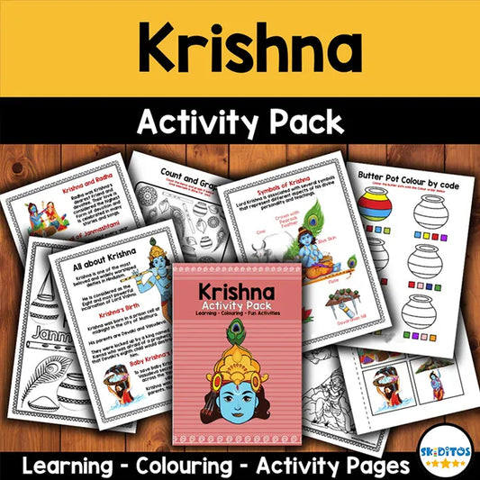 Krishna Activity Pack – Printable Learning, Colouring & Festival Games for Kids