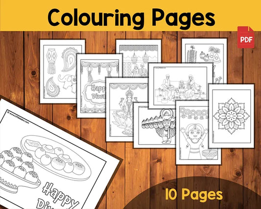 Diwali Activity Bundle for Kids – Learning Pages, Worksheets, Coloring & Ramayana Puppets