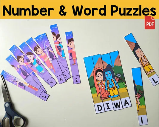 Diwali Activity Bundle for Kids – Learning Pages, Worksheets, Coloring & Ramayana Puppets