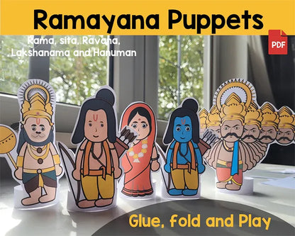 Diwali Activity Bundle for Kids – Learning Pages, Worksheets, Coloring & Ramayana Puppets