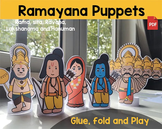 Diwali Activity Bundle for Kids – Learning Pages, Worksheets, Coloring & Ramayana Puppets