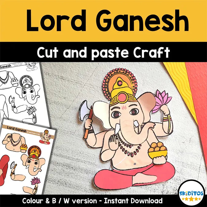 Lord Ganesh Cut and Paste Craft – DIY Printable Activity for Kids