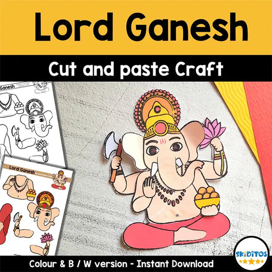 Lord Ganesh Cut and Paste Craft – DIY Printable Activity for Kids