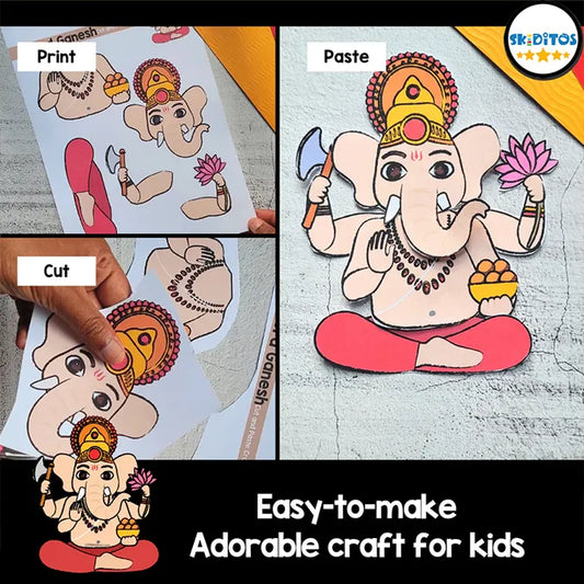 Lord Ganesh Cut and Paste Craft – DIY Printable Activity for Kids