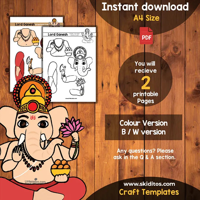 Lord Ganesh Cut and Paste Craft – DIY Printable Activity for Kids