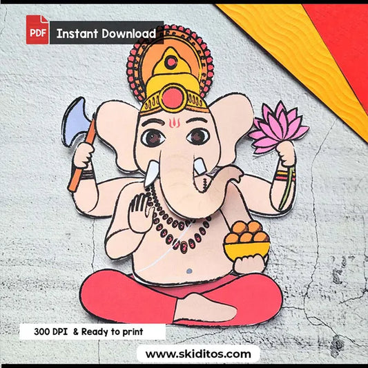 Lord Ganesh Cut and Paste Craft – DIY Printable Activity for Kids