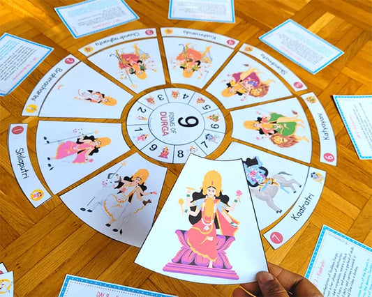 Navadurga Printable Learning Pack for Kids – Posters, Circle Puzzle & Fact Cards