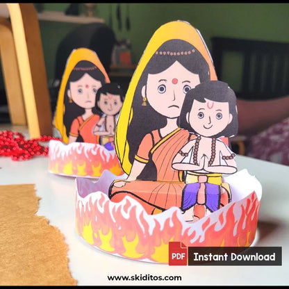 Holika & Prahlad 3D Holi Craft – Printable Story Activity for Kids