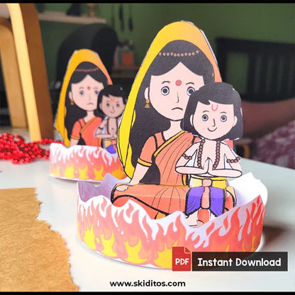 Holika & Prahlad 3D Holi Craft – Printable Story Activity for Kids