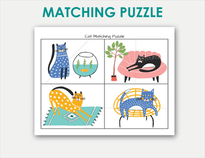 Toddler Busy Book – Funny Cats Themed Printable Learning Binder with Shapes, Colors, Pre-Writing & Matching Activities