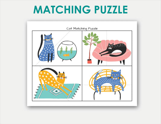 Toddler Busy Book – Funny Cats Themed Printable Learning Binder with Shapes, Colors, Pre-Writing & Matching Activities