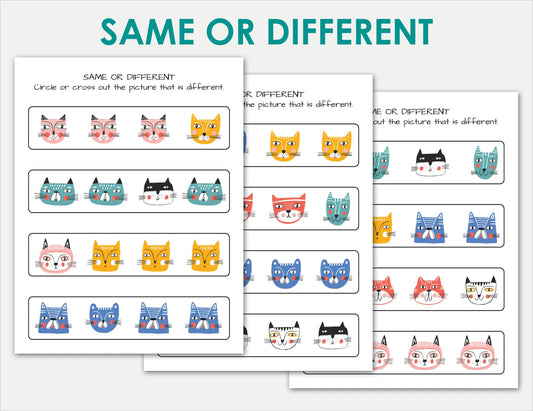 Toddler Busy Book – Funny Cats Themed Printable Learning Binder with Shapes, Colors, Pre-Writing & Matching Activities