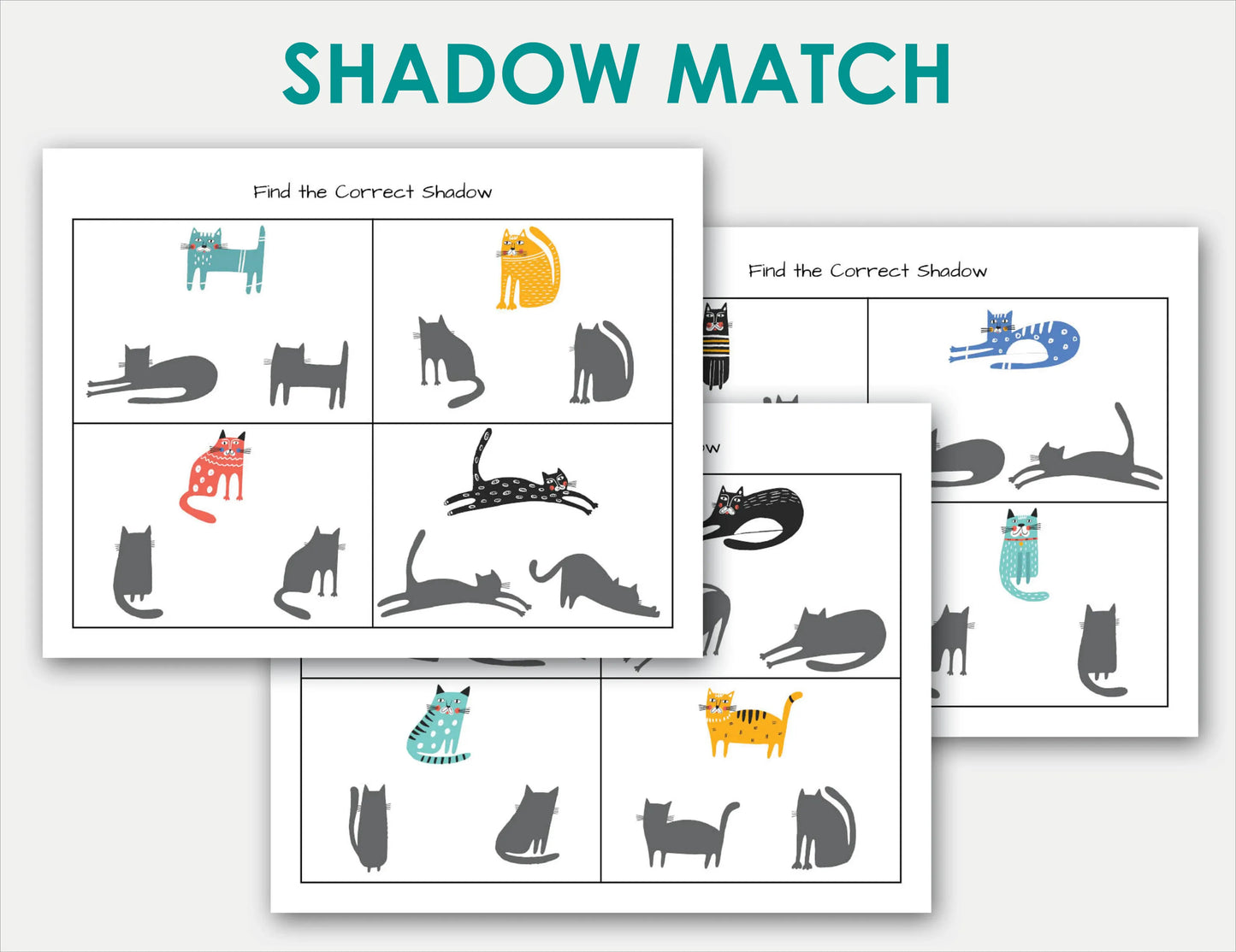 Toddler Busy Book – Funny Cats Themed Printable Learning Binder with Shapes, Colors, Pre-Writing & Matching Activities