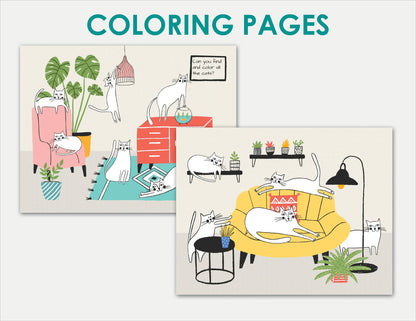 Toddler Busy Book – Funny Cats Themed Printable Learning Binder with Shapes, Colors, Pre-Writing & Matching Activities