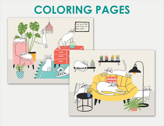 Toddler Busy Book – Funny Cats Themed Printable Learning Binder with Shapes, Colors, Pre-Writing & Matching Activities