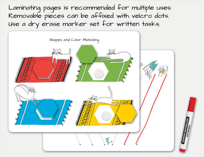 Toddler Busy Book – Funny Cats Themed Printable Learning Binder with Shapes, Colors, Pre-Writing & Matching Activities