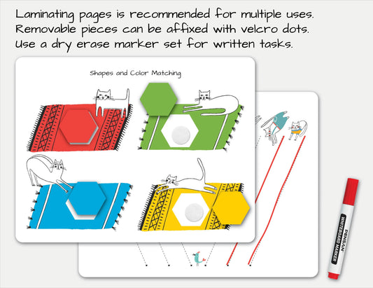 Toddler Busy Book – Funny Cats Themed Printable Learning Binder with Shapes, Colors, Pre-Writing & Matching Activities