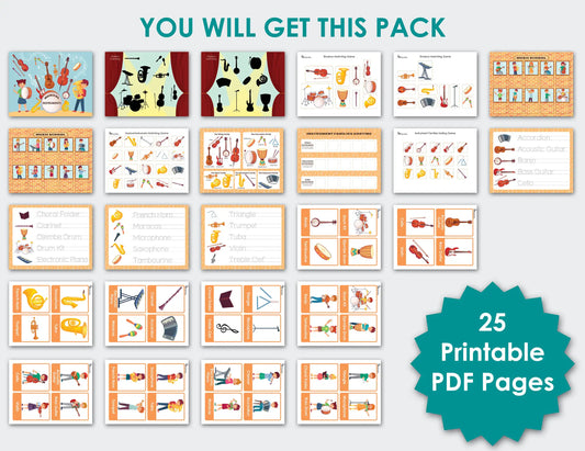 Musical Instruments Busy Book – Printable Music Activity Binder for Toddlers & Preschoolers
