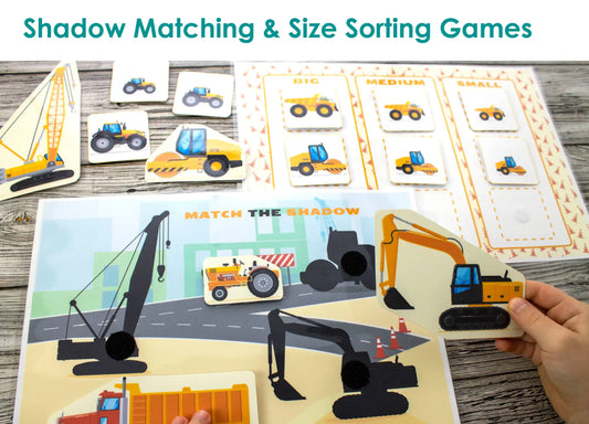Construction Vehicle Busy Book – Printable Learning Binder for Toddlers & Preschoolers (17 Pages)