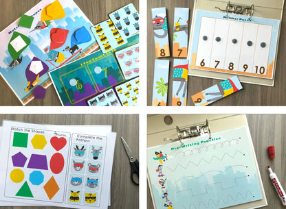Superhero Busy Book – Printable Preschool Learning Binder with Shapes, Alphabet & Counting Activities | 24 Pages
