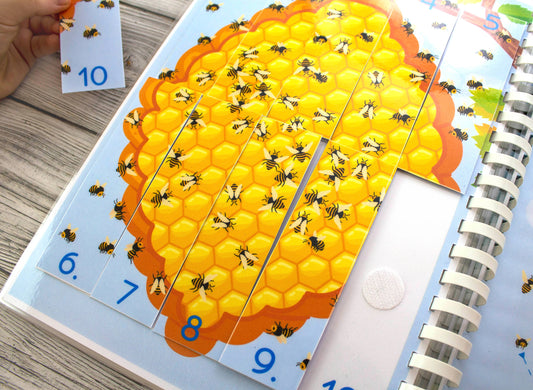 Honeybee Busy Book for Preschoolers – Pre-K Printable Learning Binder with Alphabet, Numbers & Games
