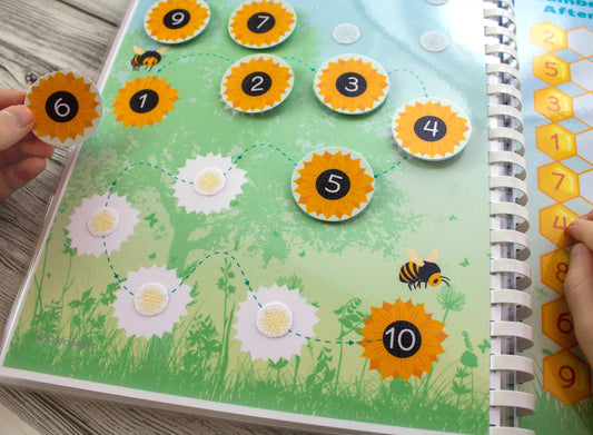 Honeybee Busy Book for Preschoolers – Pre-K Printable Learning Binder with Alphabet, Numbers & Games