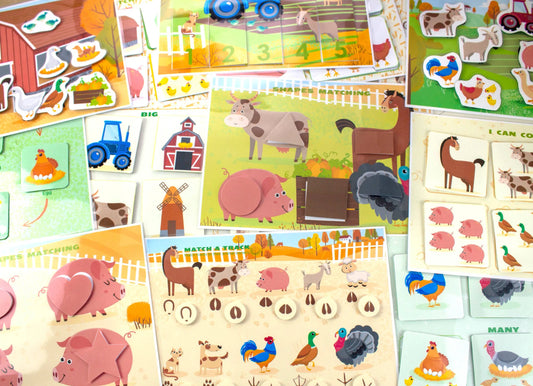 Farm Busy Book for Toddlers & Preschoolers – Printable Learning Binder with 34 Pages of Farm Animal Activities