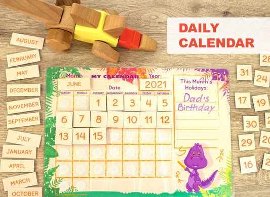 Dinosaur Morning Calendar Binder – Printable Circle Time Learning Workbook (14 Pages)